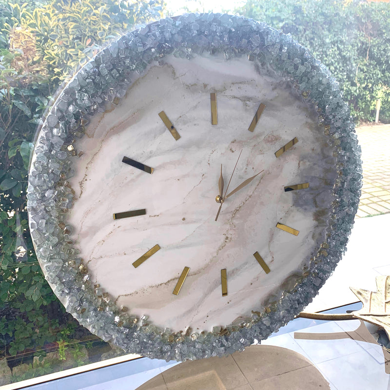 Orologio 60cm Marmorizzato con Corona di Cristalli (Made in Italy)