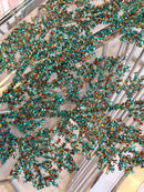 Ramo Felce Platino Turchese Glitter 90 cm