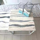 Coppia di Tavolini Marmorizzati Lucido Bianco, Ardesia e Oro (Made in Italy)