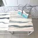 Coppia di Tavolini Marmorizzati Lucido Bianco, Ardesia e Oro (Made in Italy)