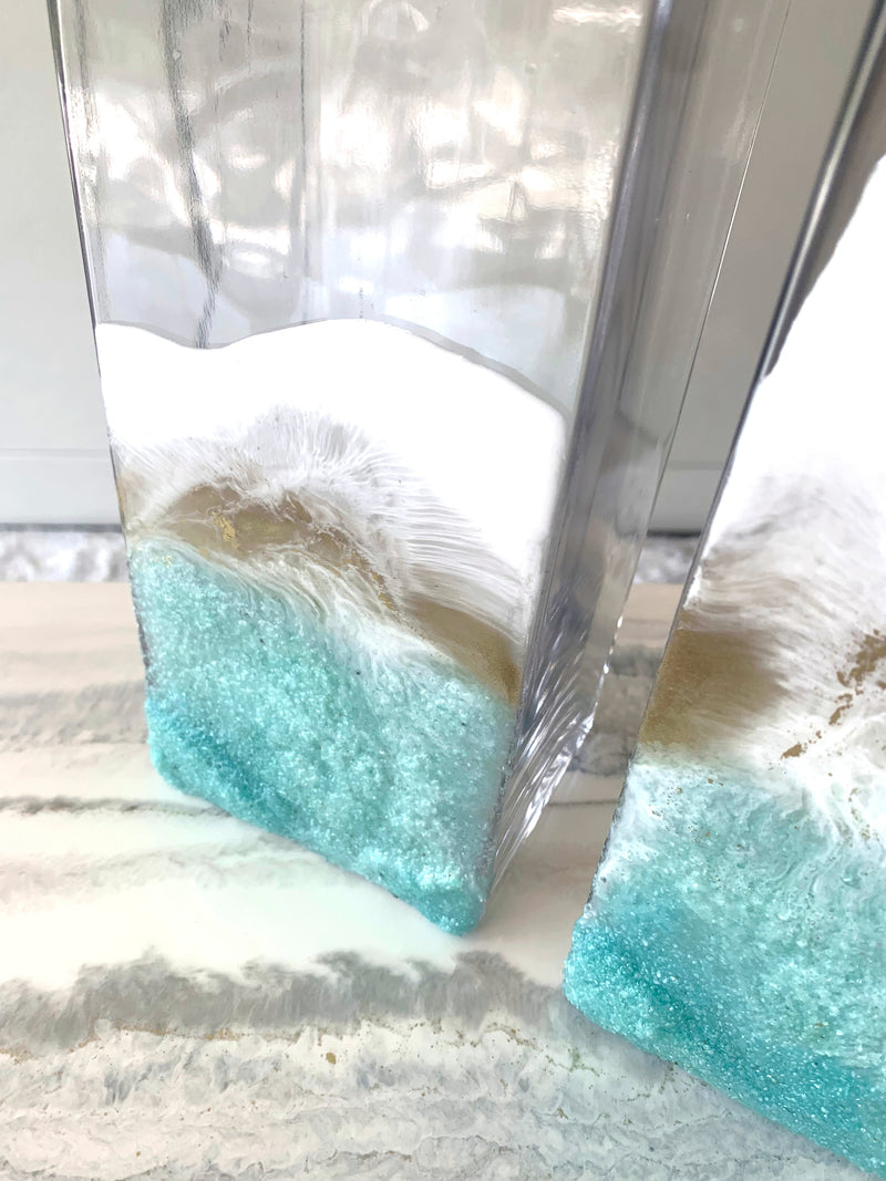 Coppia di Vasi Mare Tiffany in Cristallo decorato a mano (Made in Italy)