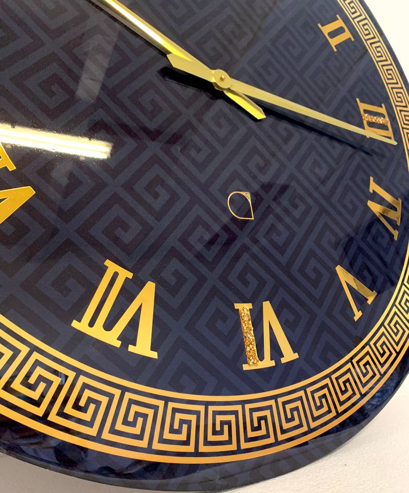 Orologio di Lusso con Greca. Nero, Oro e Brillanti - 90cm  (Made in Italy)