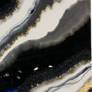 Quadro di Lusso 135cm con Cristalli Neri,  Oro e Foglia Oro (Made in Italy)