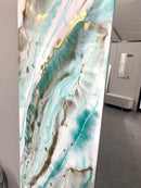 Specchio di Lusso 160x70 Bianco Lucido Marmorizzato Tiffany e Oro (Made in Italy)