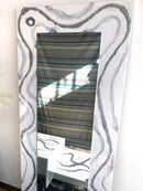 Specchio di Lusso 160x70 Bianco Lucido, Argento e Brillanti Argento (Made in Italy)