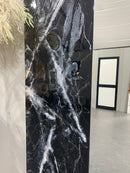 Specchio di Lusso 160x70 con marmorizzazione lucida Nero, Oro e Bianco (Made in Italy)