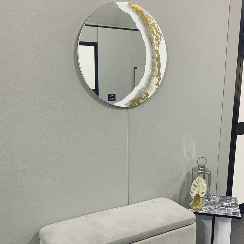 Specchio di Lusso 70 cm con Bianco e Oro (Made in Italy)