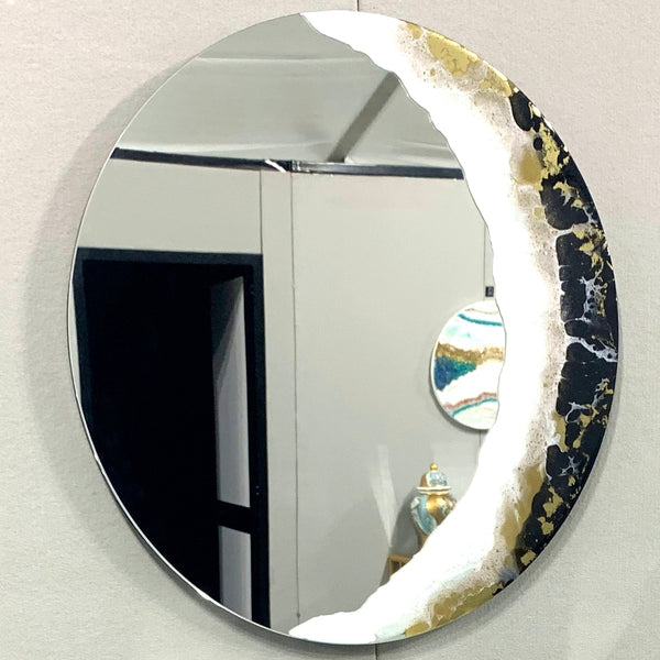 Specchio di Lusso 70 cm con Nero, Bianco e Oro (Made in Italy)