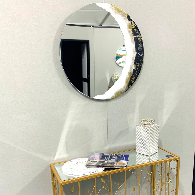 Specchio di Lusso 70 cm con Nero, Bianco e Oro (Made in Italy)
