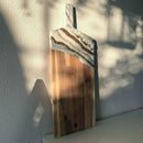 Tagliere Acacia 72 cm Bianco, Oro, Brillanti e Cristalli (Made in Italy)