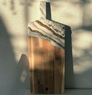 Tagliere Acacia 72 cm Bianco, Oro, Brillanti e Cristalli (Made in Italy)