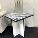 Tavolino 40x40 MOON Nero Lucido, Bianco e Oro (Made in Italy)