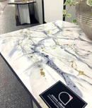 Tavolino 40x40 Marmorizzato Nero Lucido e Oro (Made in Italy)