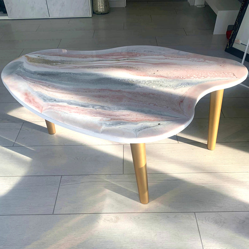 Tavolino GINEVRA 104cm Bianco, Rosegold e Oro (Made in Italy)