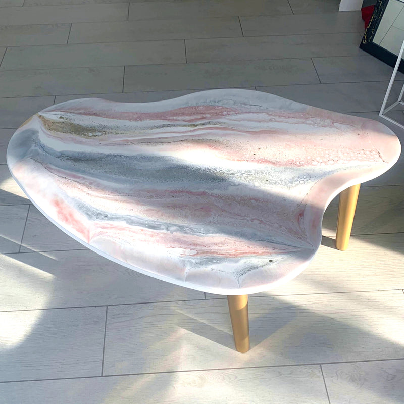 Tavolino GINEVRA 104cm Bianco, Rosegold e Oro (Made in Italy)