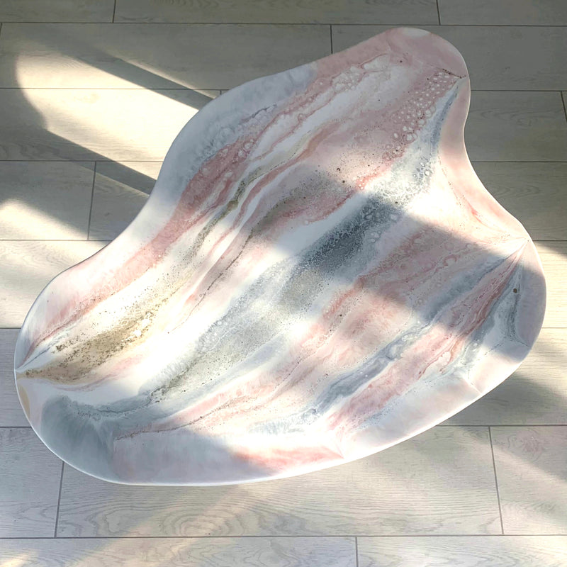 Tavolino GINEVRA 104cm Bianco, Rosegold e Oro (Made in Italy)