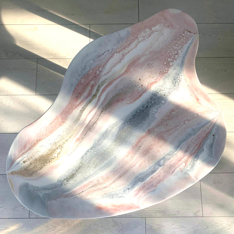 Tavolino GINEVRA 104cm Bianco, Rosegold e Oro (Made in Italy)