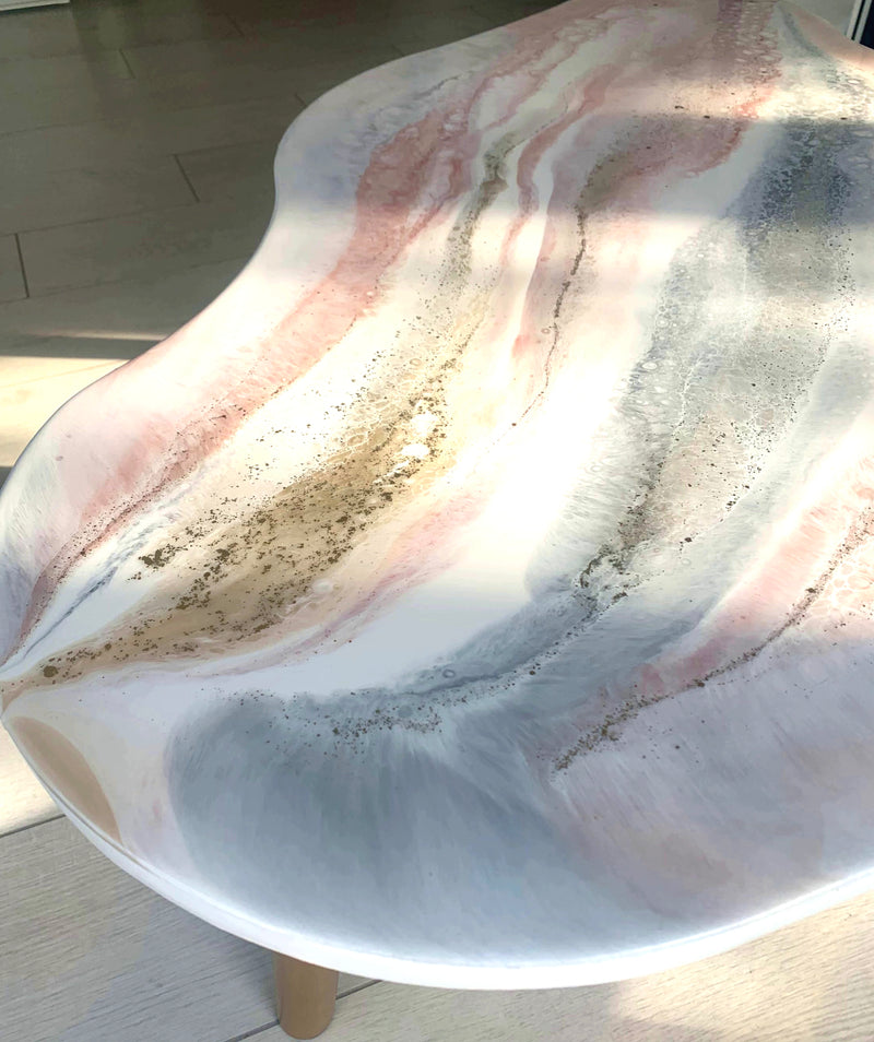 Tavolino GINEVRA 104cm Bianco, Rosegold e Oro (Made in Italy)