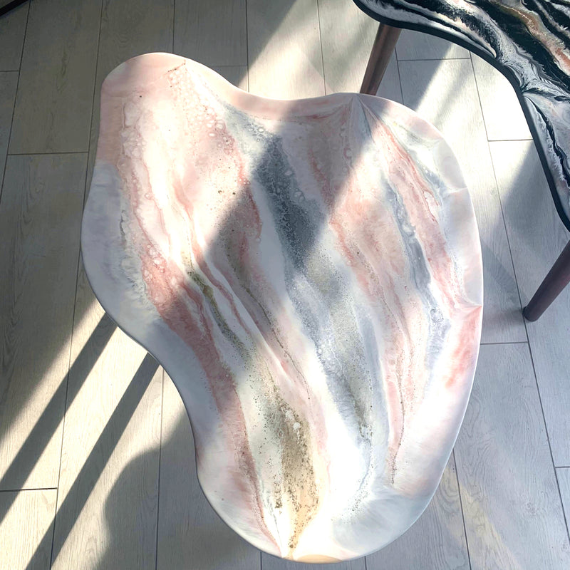 Tavolino GINEVRA 104cm Bianco, Rosegold e Oro (Made in Italy)