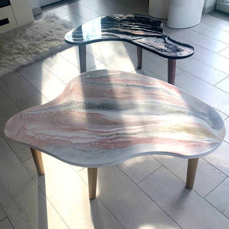 Tavolino GINEVRA 104cm Bianco, Rosegold e Oro (Made in Italy)