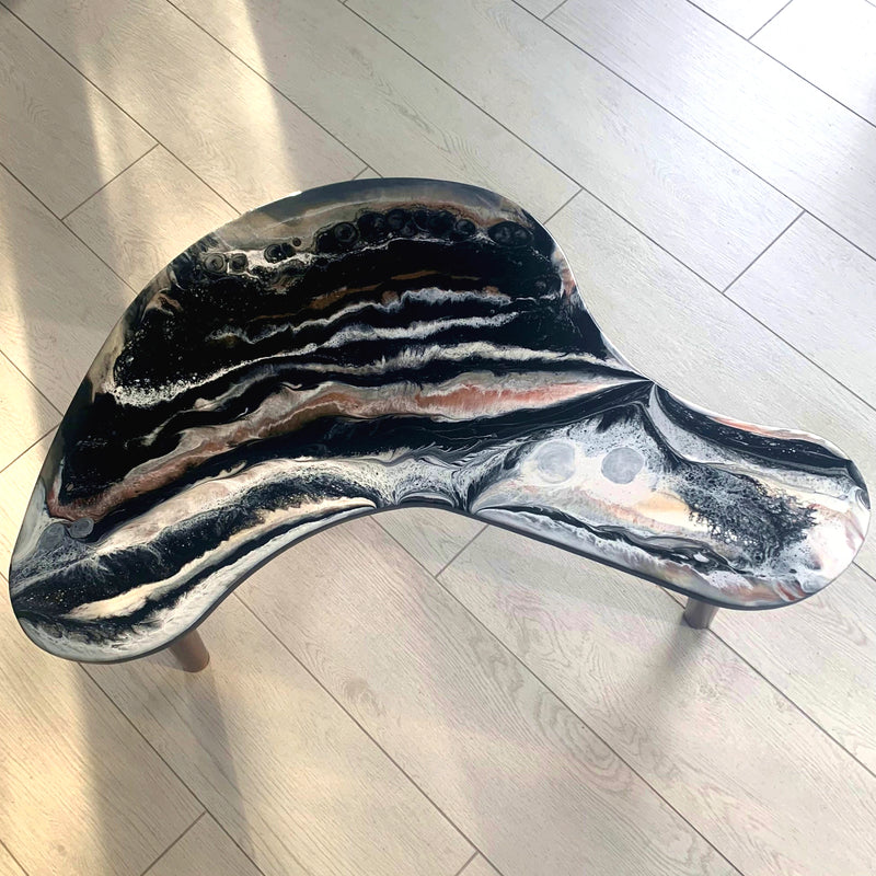 Tavolino MOZART 92cm Nero, Rosegold, Bronzo e Bianco (Made in Italy)