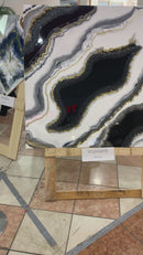 Quadro di Lusso 135cm con Cristalli Neri,  Oro e Foglia Oro (Made in Italy)