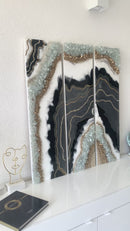 Tris di Quadri di Lusso con Cristalli e Brillanti 90 cm  (Made in Italy)