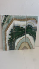 Tris di Quadri di Lusso Smeraldo con Cristalli e Brillanti 90 cm  (Made in Italy)