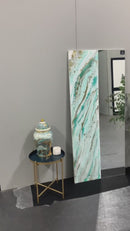 Specchio di Lusso 160x70 Bianco Lucido Marmorizzato Tiffany e Oro (Made in Italy)