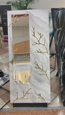 Specchio di Lusso 160 cm con Coralli Oro  e Cristalli Bianchi (Made in Italy)