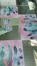 6 Tovagliette + Sottobicchieri PIUME COLORATE