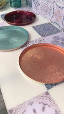 Vassoio in Cristallo Rosegold e Platino Satinato 32cm