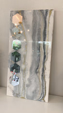 Specchio di Lusso 90x45 con marmorizzazione lucida oceano, oro, pietre e iridescenti (Made in Italy)