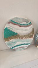 Quadro di Lusso 60cm con Marmorizzazione lucida Rame, Oro e Pietre Tiffany (Made in Italy)