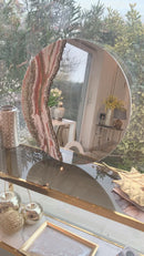 Specchio di Lusso 70 cm con Bianco, Oro, Cristalli, Brillanti e Bronzo (Made in Italy)