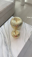 Tavolino da Caffè 90x45 Marmorizzato Bianco con Platino (Made in Italy)