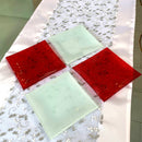 4 Piattini Decorativi Perle Cristallo Quadrato