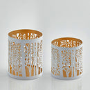 Coppia Paralumi Bianco e Oro in metallo verniciato