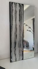 Specchio di Lusso 90x45 con marmorizzazione lucida nero, argento e brillanti argento (Made in Italy)