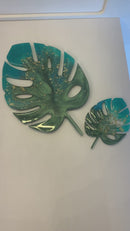 Coppia di Foglie Decorative Verde, Tiffany e Foglia Oro (Made in Italy)