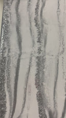 Specchio di Lusso 160x70 con marmorizzazione lucida bianco, argento e brillanti argento (Made in Italy)