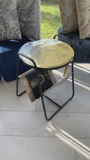 Tavolino Portariviste Marmorizzato Bianco e Oro (Made in Italy)