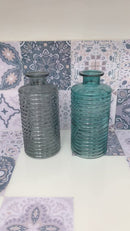 Vaso Bottiglia in Cristallo Lavorato Grigio Perla