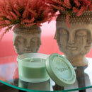 Candela Vetro e Cemento color Salvia con 3 Stoppini