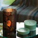 Candela Vetro e Cemento color Salvia con 3 Stoppini