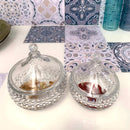 Coppia di Coppe in Cristallo Trasparente Lavorato