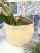 Cesto in Cotone Sabbia 26 cm con bordo lavorato