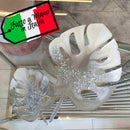 Coppia di Foglie Decorative Perla e Foglia Argento (Made in Italy)