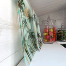 Coppia di Vassoi Quadrati Palme Cristallo Bianco, Oro e Nero