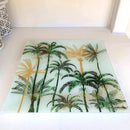 Coppia di Vassoi Quadrati Palme Cristallo Bianco, Oro e Nero